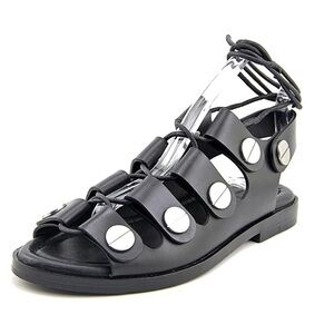 Alexander Wang Patricia Studded Black Sandals 37 black leather silver grommets